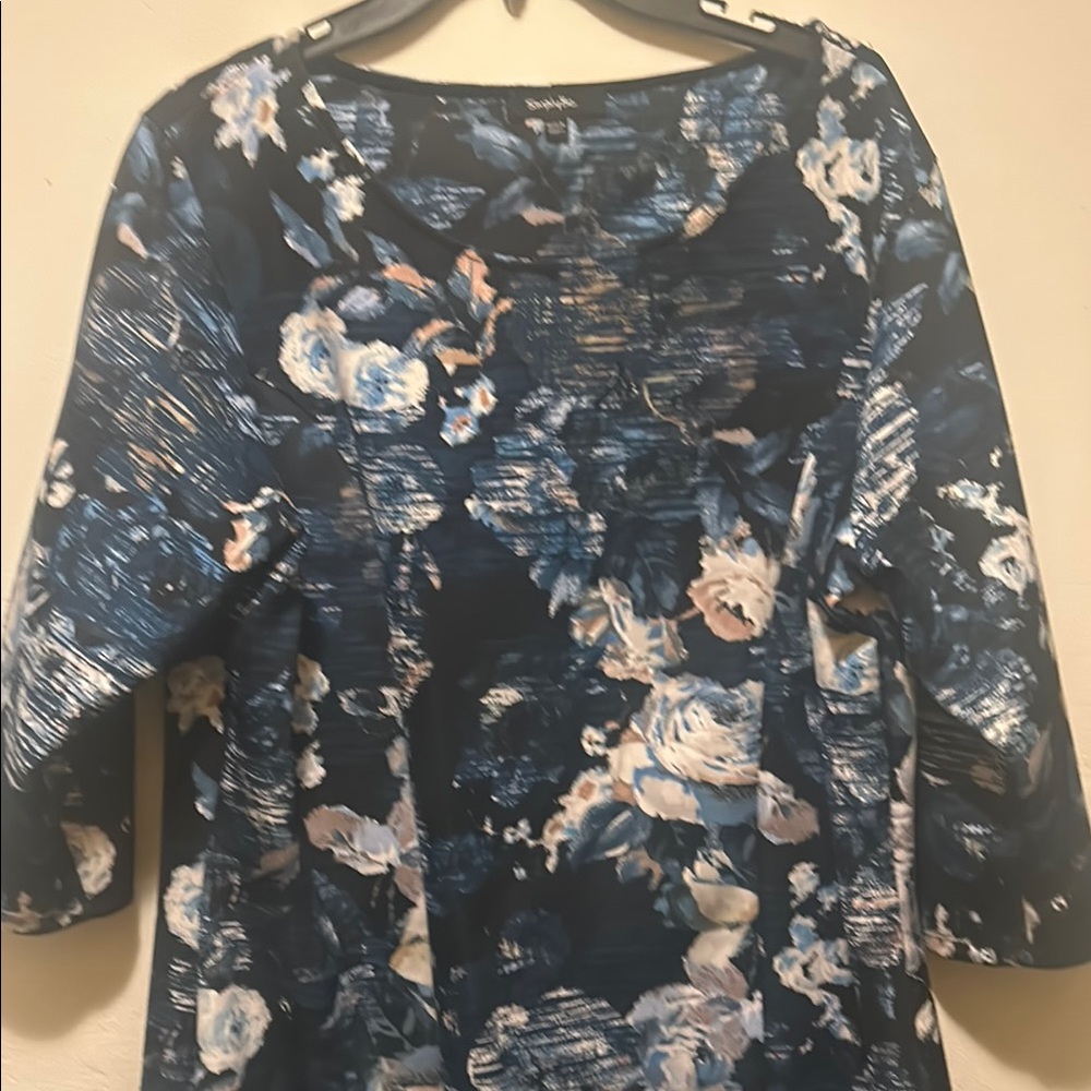 Floral Print Women's Top - Blue